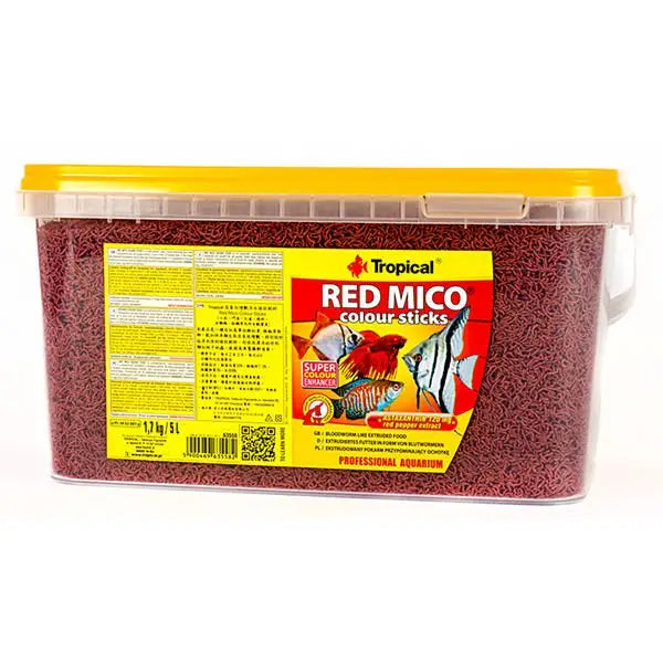 Tropical Red Mico Colour Sticks Kan Kurdu İçerikli Ekstrüde Balık Yemi 5 Lt 1.7 Kg