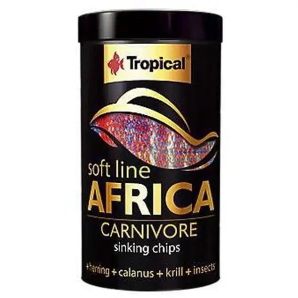 Tropical Softline Africa Carnivore Afrika Balıkları için Batan Yumuşak Taneli Cips Balık Yemi 100