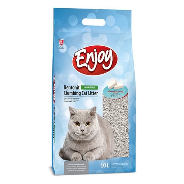 Enjoy Topaklanan Marsilya Sabun Kokulu Bentonit Doğal Kedi Kumu 1 Adet 10 Lt