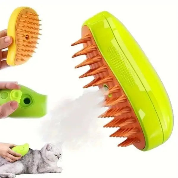 Unique Pet Brush Buharlı Kedi ve Köpek Masaj Tüy Toplama Tarağı Yeşil