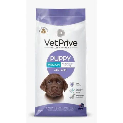 Vet Prive Puppy Kuzu Etli Orta Irk Yavru Köpek Maması 14 Kg