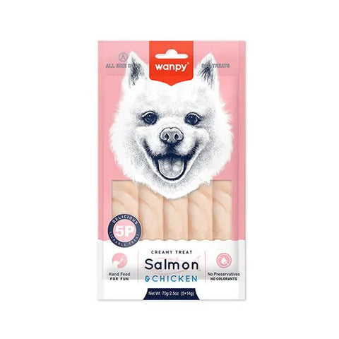 Wanpy Krema Somonlu ve Tavuklu Sıvı Köpek ödülü 5x14 Gr