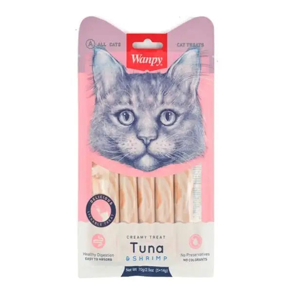 Wanpy Ton Balığı ve Karidesli Sıvı Kedi ödül Maması 5x14 Gr